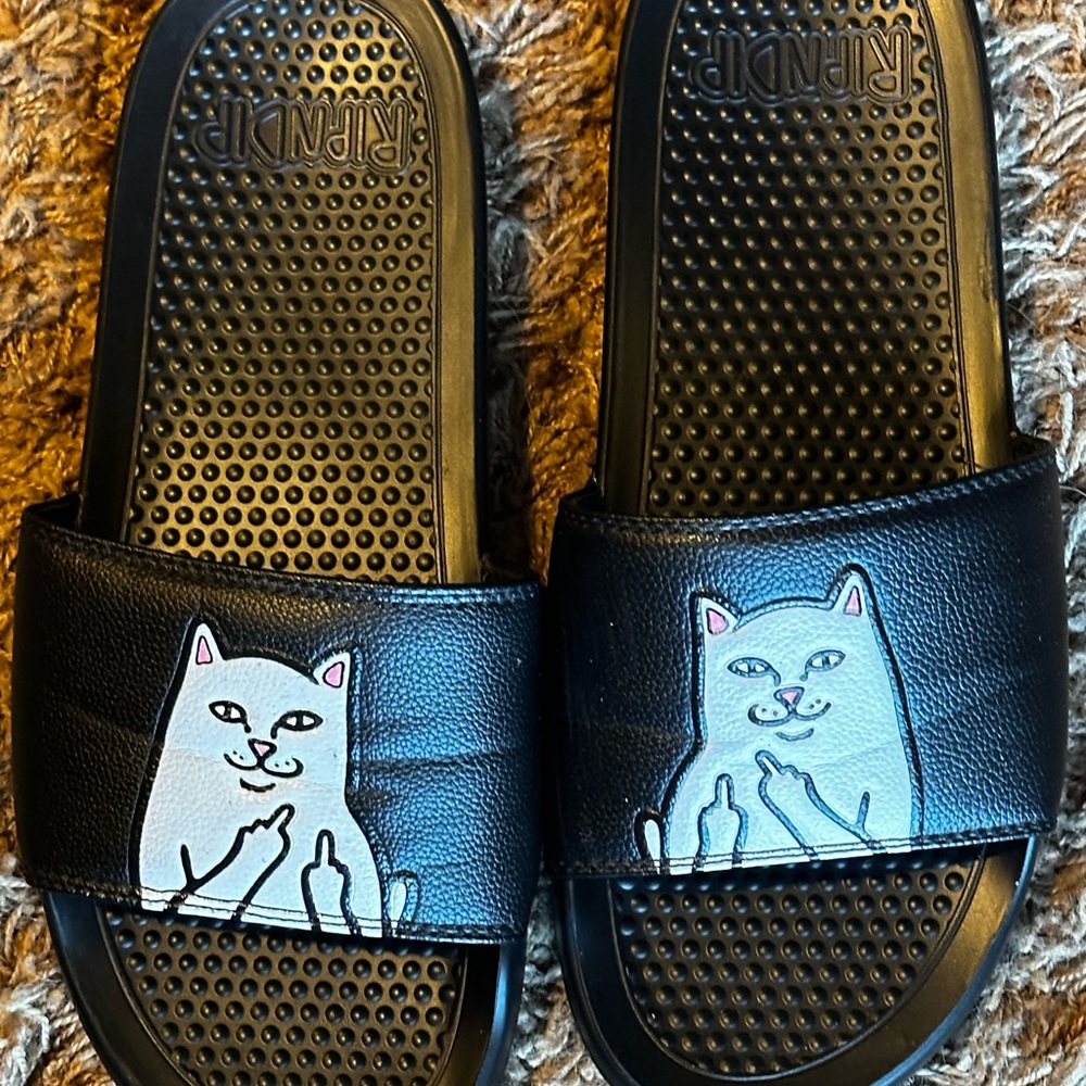Rip N Dip Lord Nermal Black Slides Size 11 Gently worn 2x